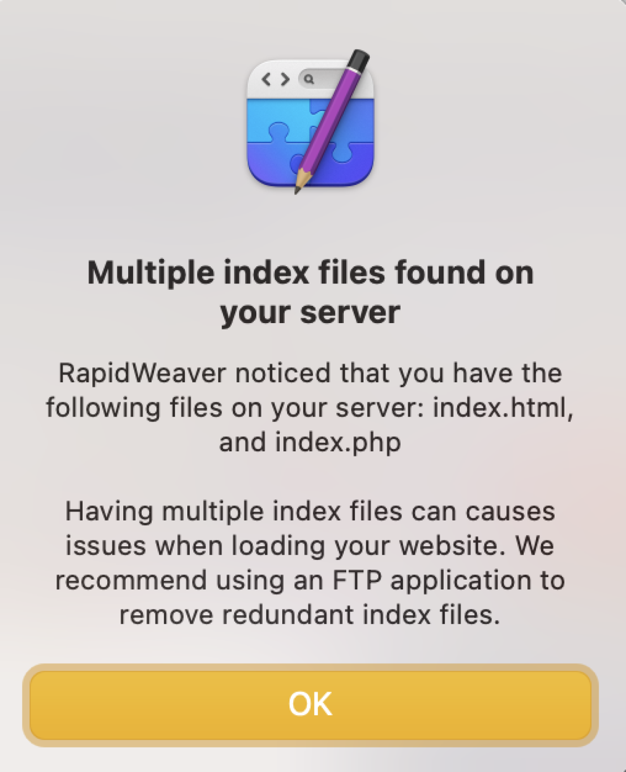 RapidWeaver-multiple-index-file-warning.